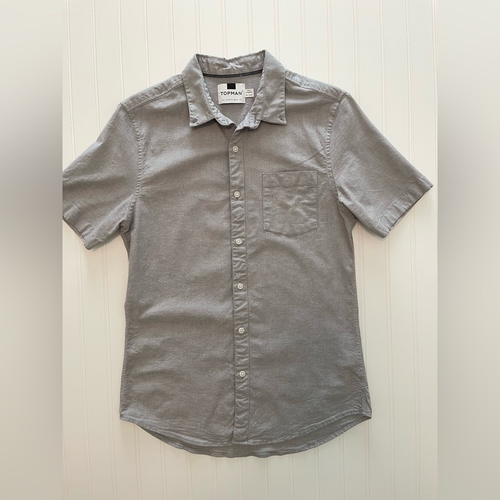 Topman Light Gray Casual Button Down Shirt